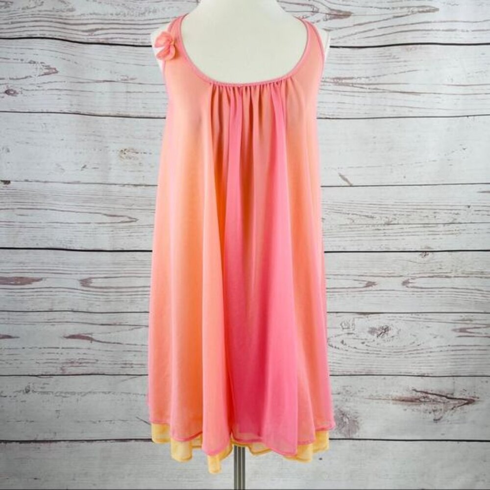 Betsey Johnson negligee orange pink ruffle sheer